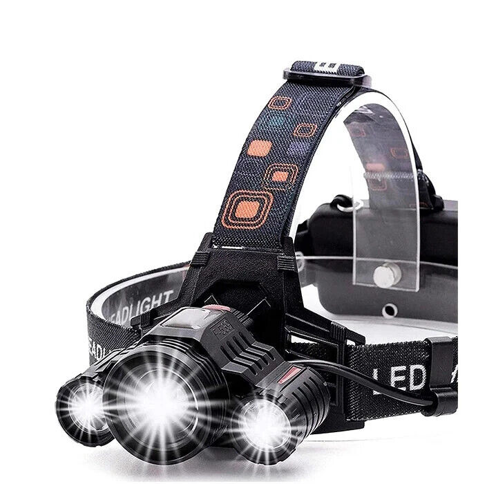 T6 Rechargeable LED Headlamp, Zoom Focus, 4 Modes, USB-C, IP55, Black/Red