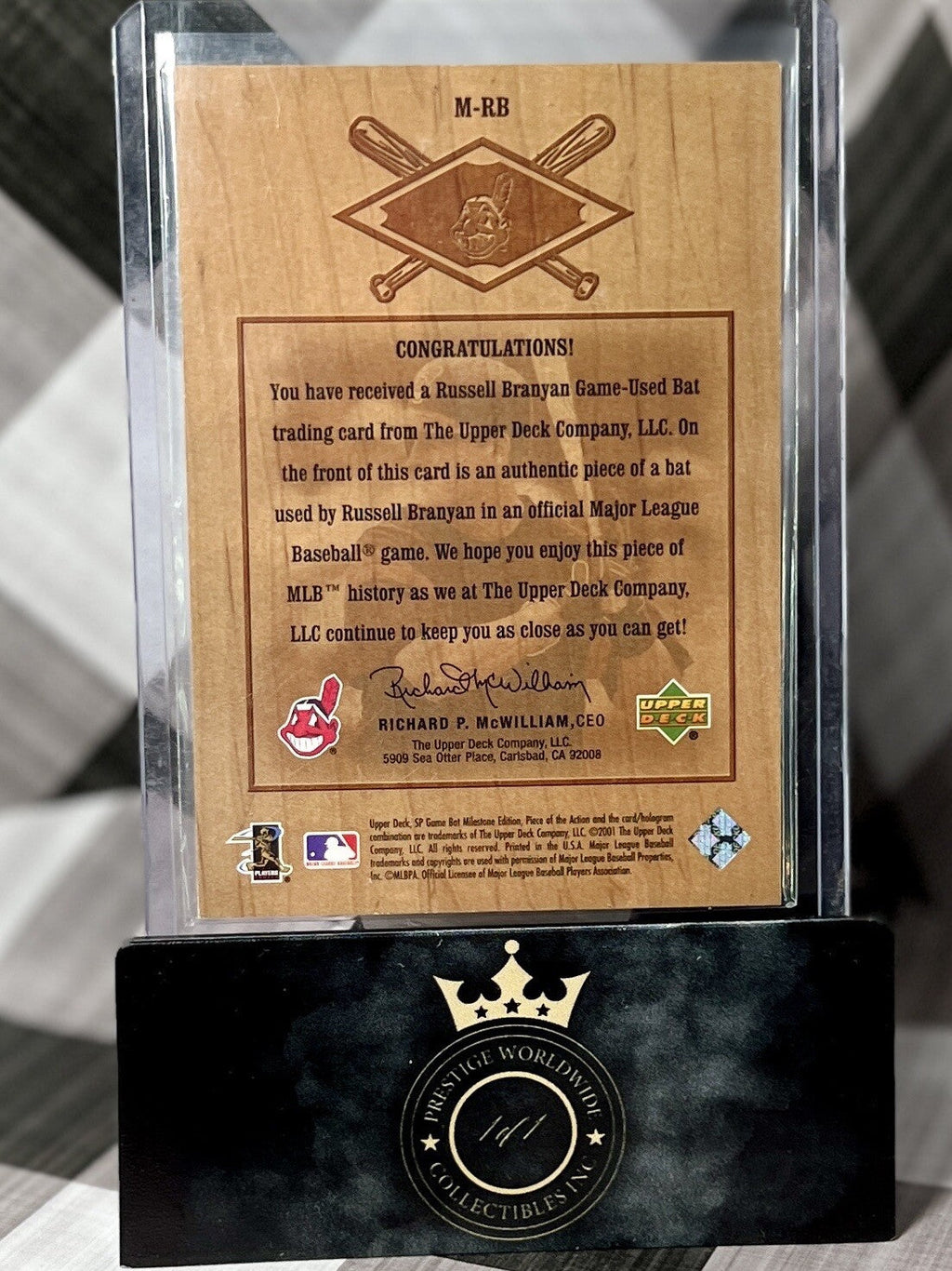 RUSSELL BRANYAN 2001 UPPER DECK SP Game Bat Milestone Edition #M-RB CLE INDIANS