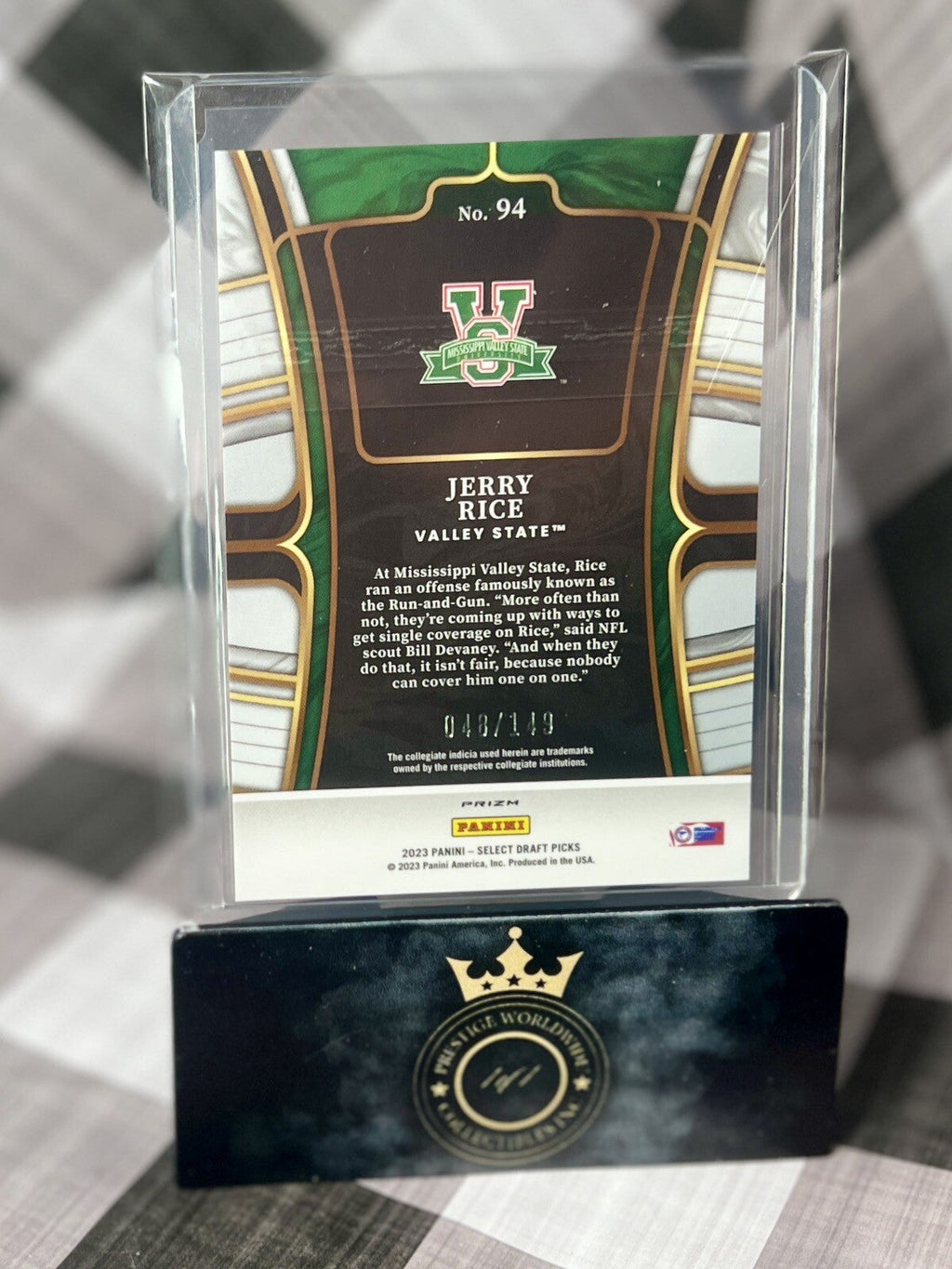 Jerry Rice 2023 Select Draft Picks Red Prizm /149 #94 Mississippi Valley & 49ers