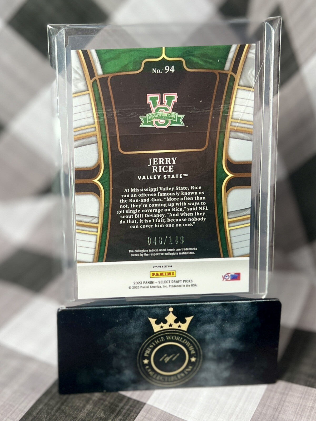 Jerry Rice 2023 Select Draft Picks Red Prizm /149 #94 Mississippi Valley & 49ers