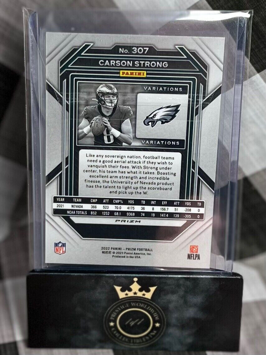 Carson Strong 2022 Panini Prizm Negative Variation Prizm #307 Eagles SP RC