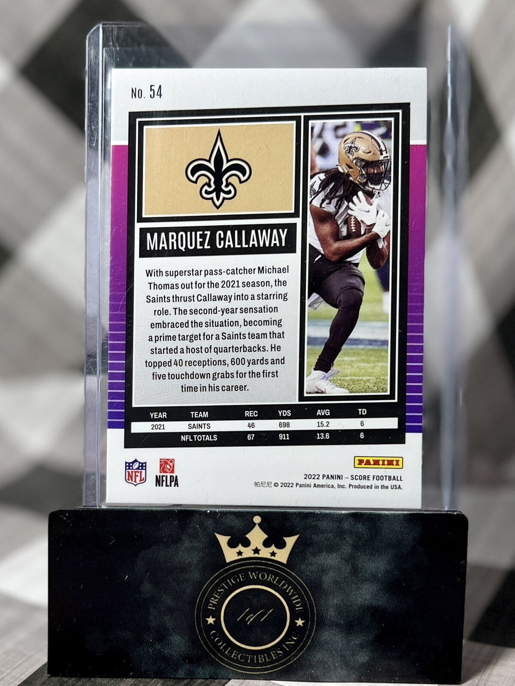 Marquez Callaway 2022 Panini Score Gold Zone Auto /50 #54 New Orleans Saints