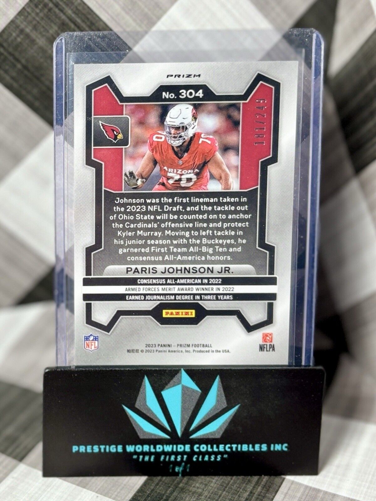 Paris Johnson Jr. 2023 Panini Prizm Orange Prizm Rookie /249 #304 Cardinals RC