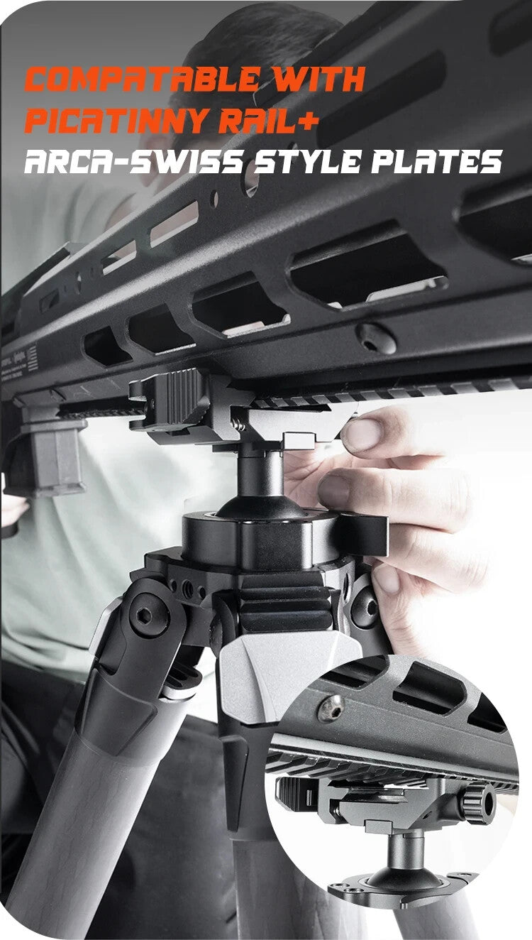 Linkogear Carbon Fiber Tripod – Picatinny/Arca, 64" Max, 66lb Capacity - Brown