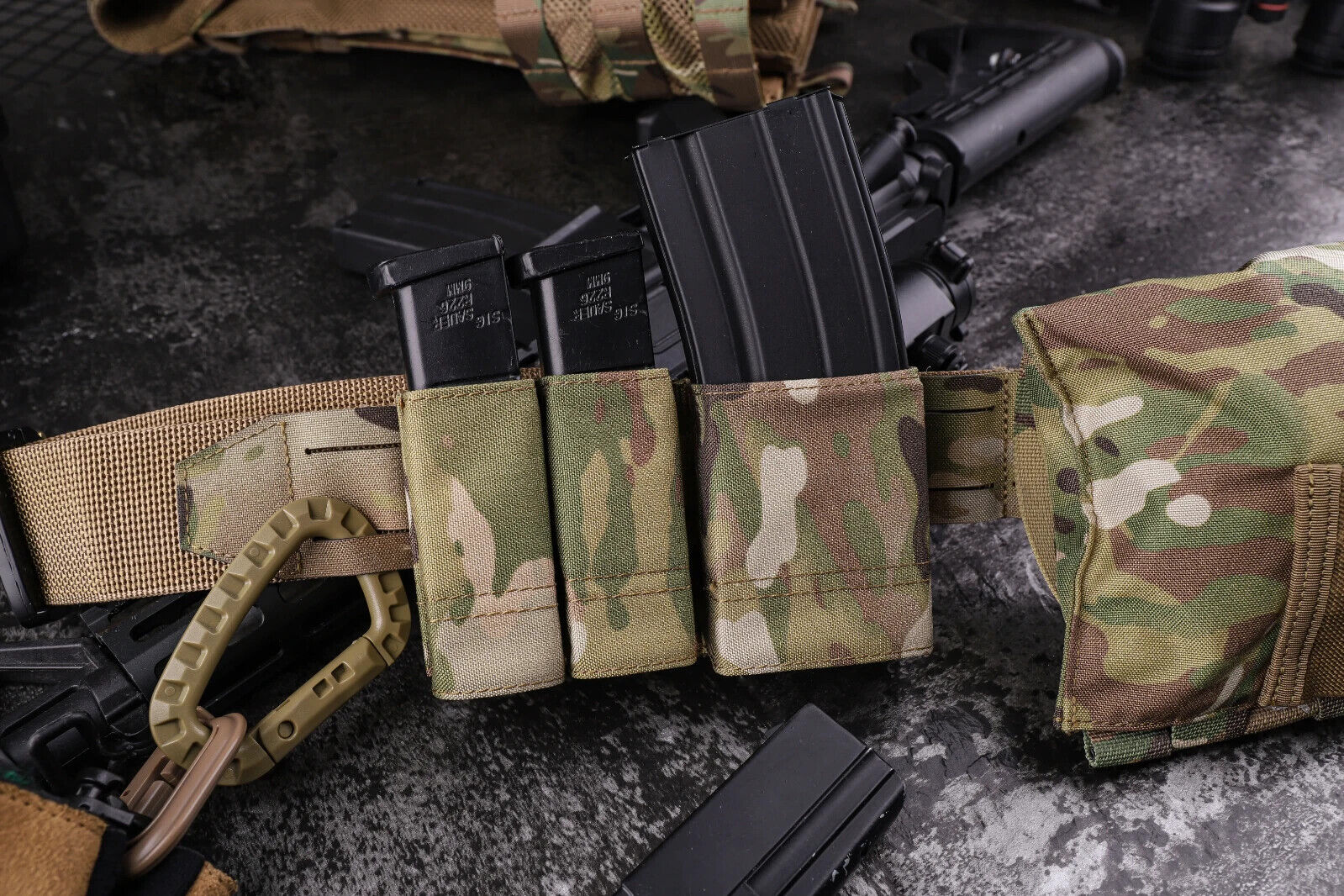 KRYDEX Tactical 9mm Pistol Magazine Pouch Mag Holder - Multicam / MOLLE Mounted