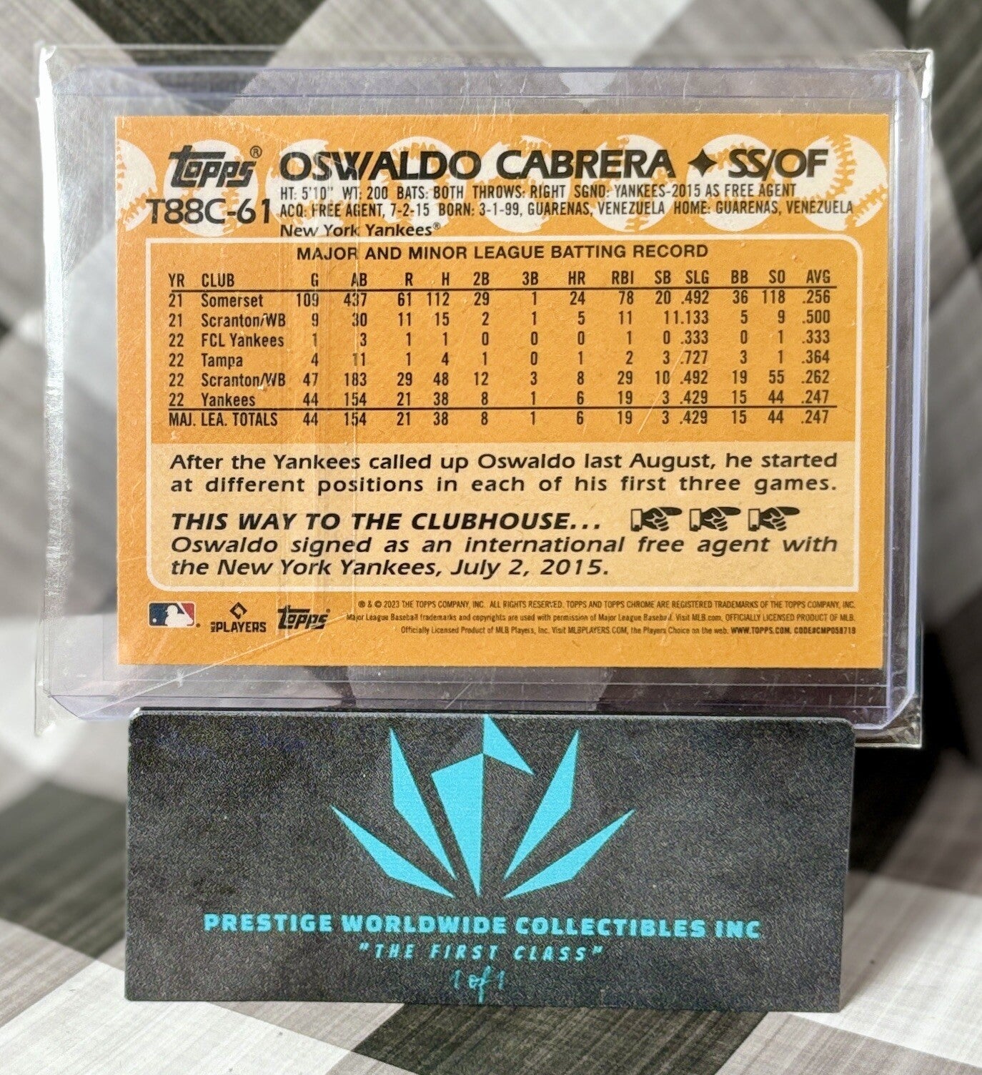 Oswaldo Cabrera 2023 Topps Series 1 Silver Mojo 35th Anniversary #T88C-61 NYY RC