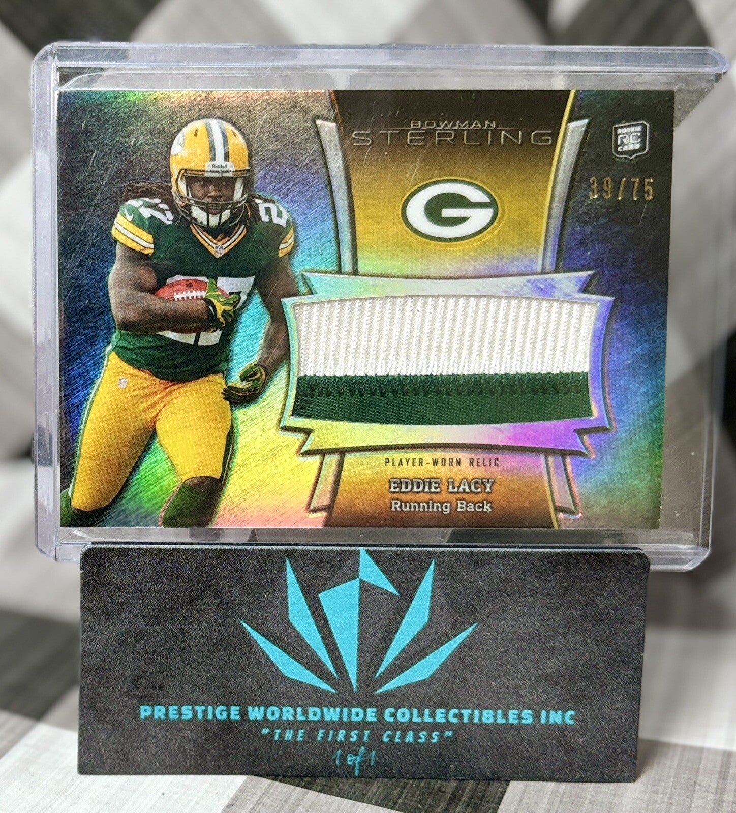 Eddie Lacy 2013 Bowman Sterling Refractor Rookie Jumbo Patch /75 #BSJRR-EL GB RC