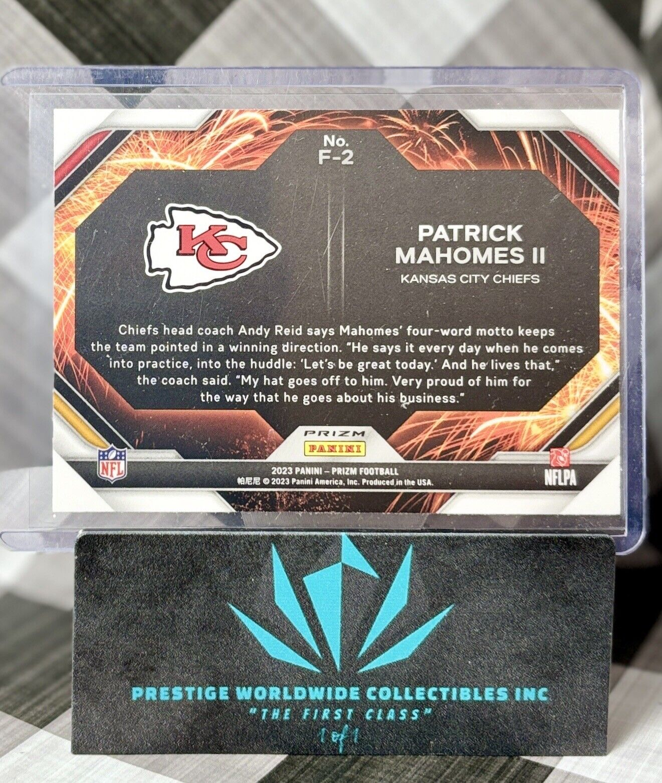 Patrick Mahomes II 2023 Panini Prizm Fireworks Silver #F-2 KC Chiefs SP