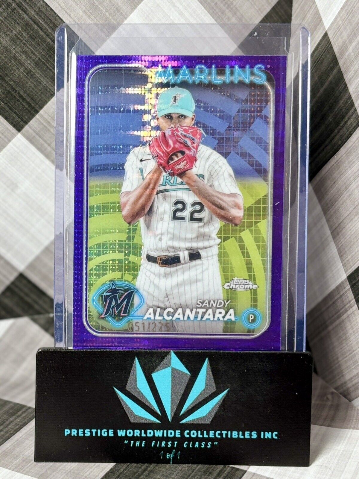 Sandy Alcantara 2024 Topps Chrome Sonar Purple Refractor /275 #138 Miami Marlins