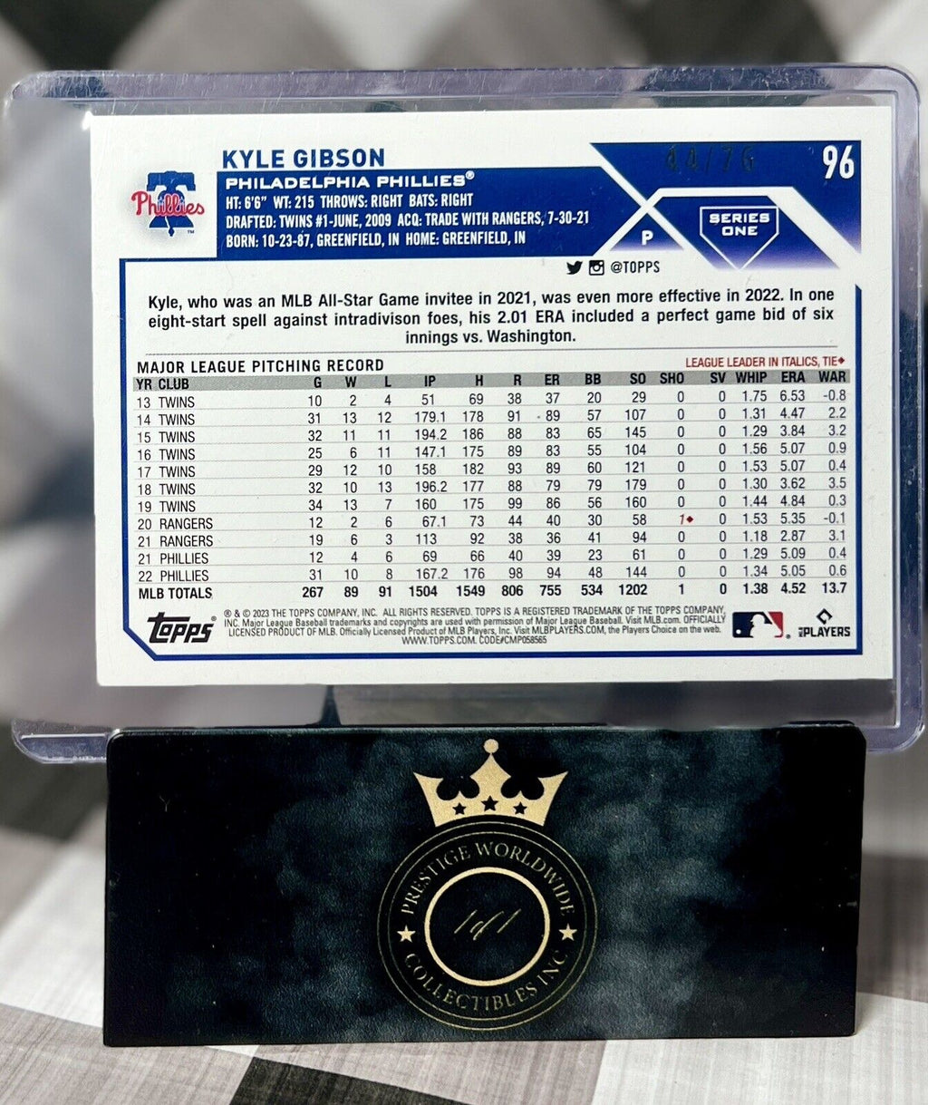 Kyle Gibson 2023 Topps Series 1 Independence Day Border Rookie /76 #96 Phillies