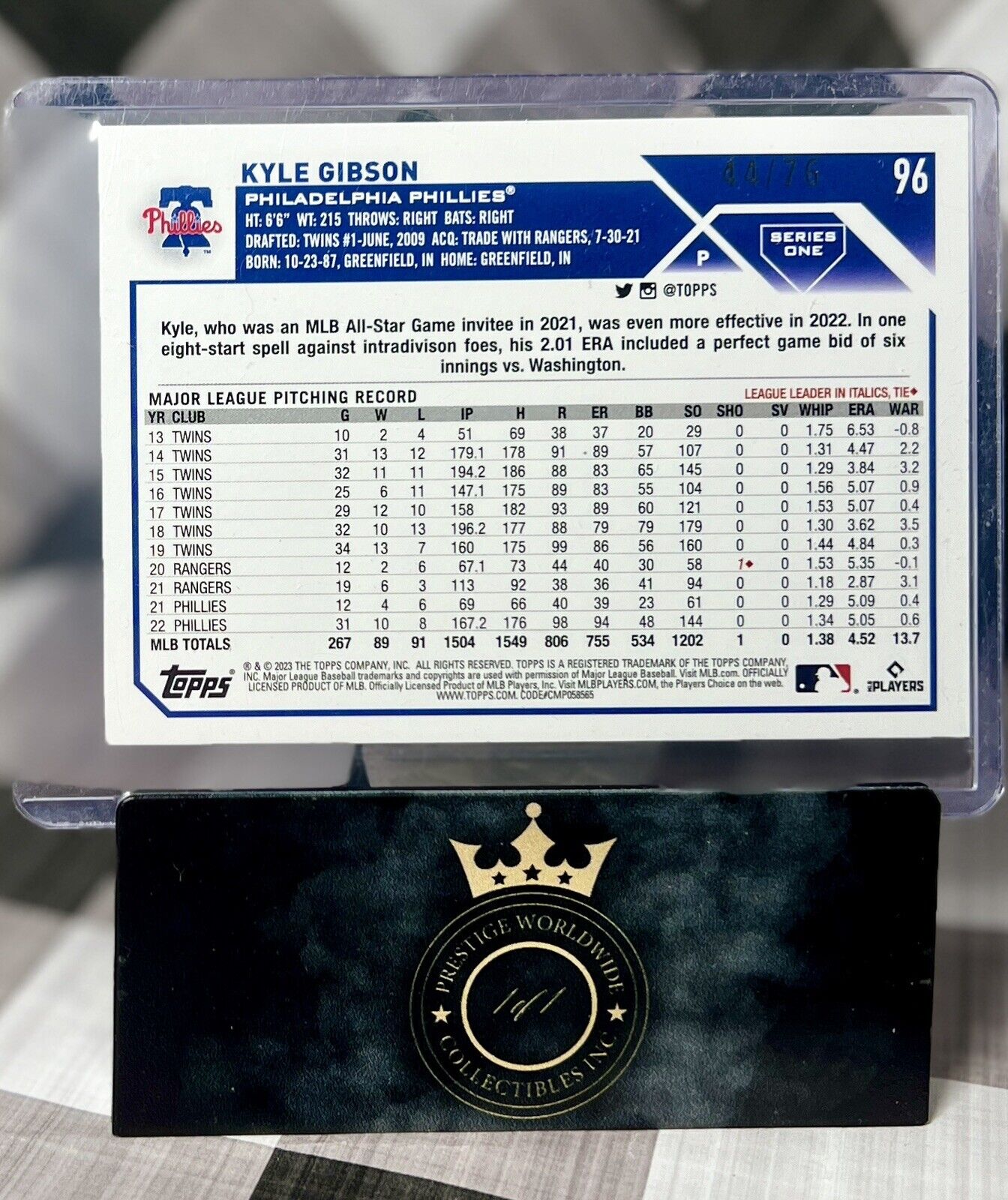 Kyle Gibson 2023 Topps Series 1 Independence Day Border Rookie /76 #96 Phillies