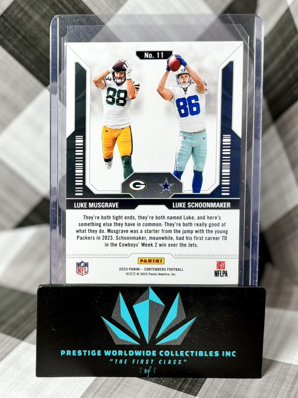 Luke Musgrave & Luke Schoonmaker 2023 Contenders Round 2 #'s /199 #11 GB & DAL