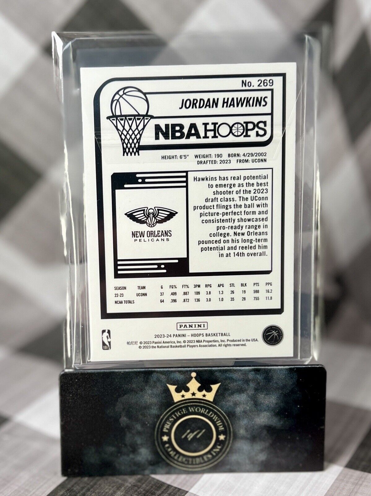 Jordan Hawkins 2023-24 Panini NBA Hoops Rookie Blue Parallel #269 Pelicans RC