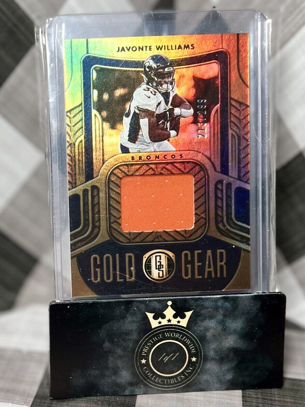 Javonte Williams 2022 Gold Standard Gold Gear 2nd Yr Patch /299 #GG-JWI Broncos