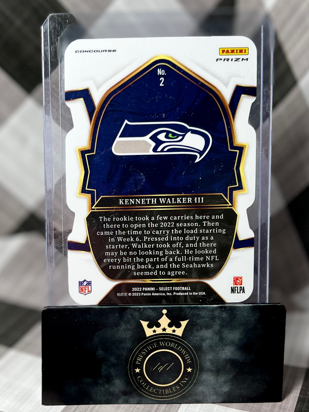 Kenneth Walker III 2022 Select Concourse Green & Yellow Die Cut Rookie #2