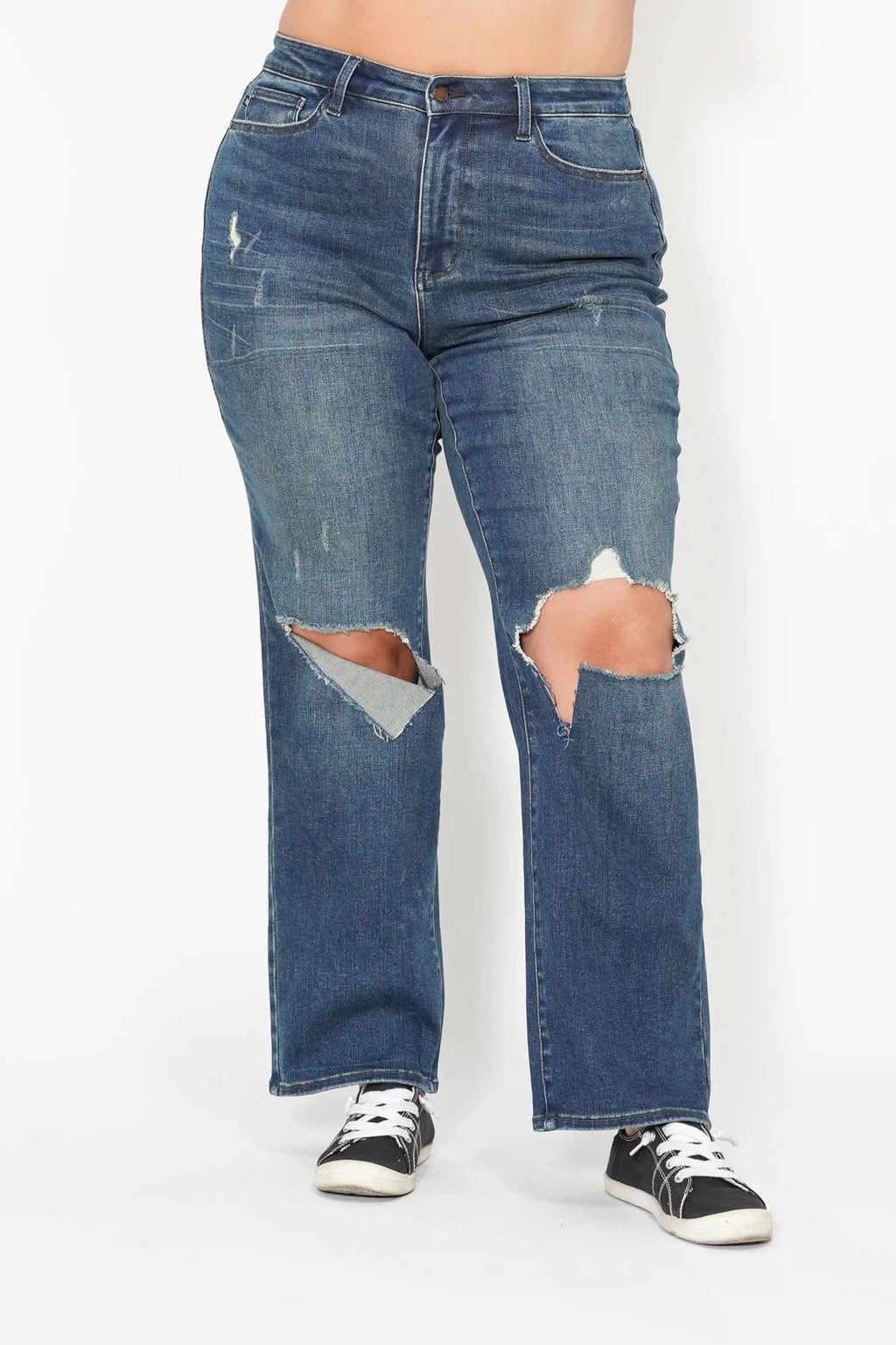 Judy Blue Full Size Hw Ripped Knee Dad Jeans