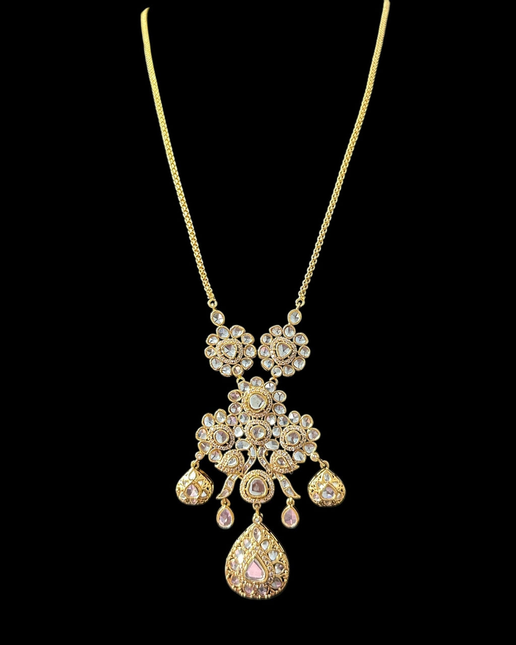 PS554 Long delicate kundan pendant mala ( READY TO SHIP )