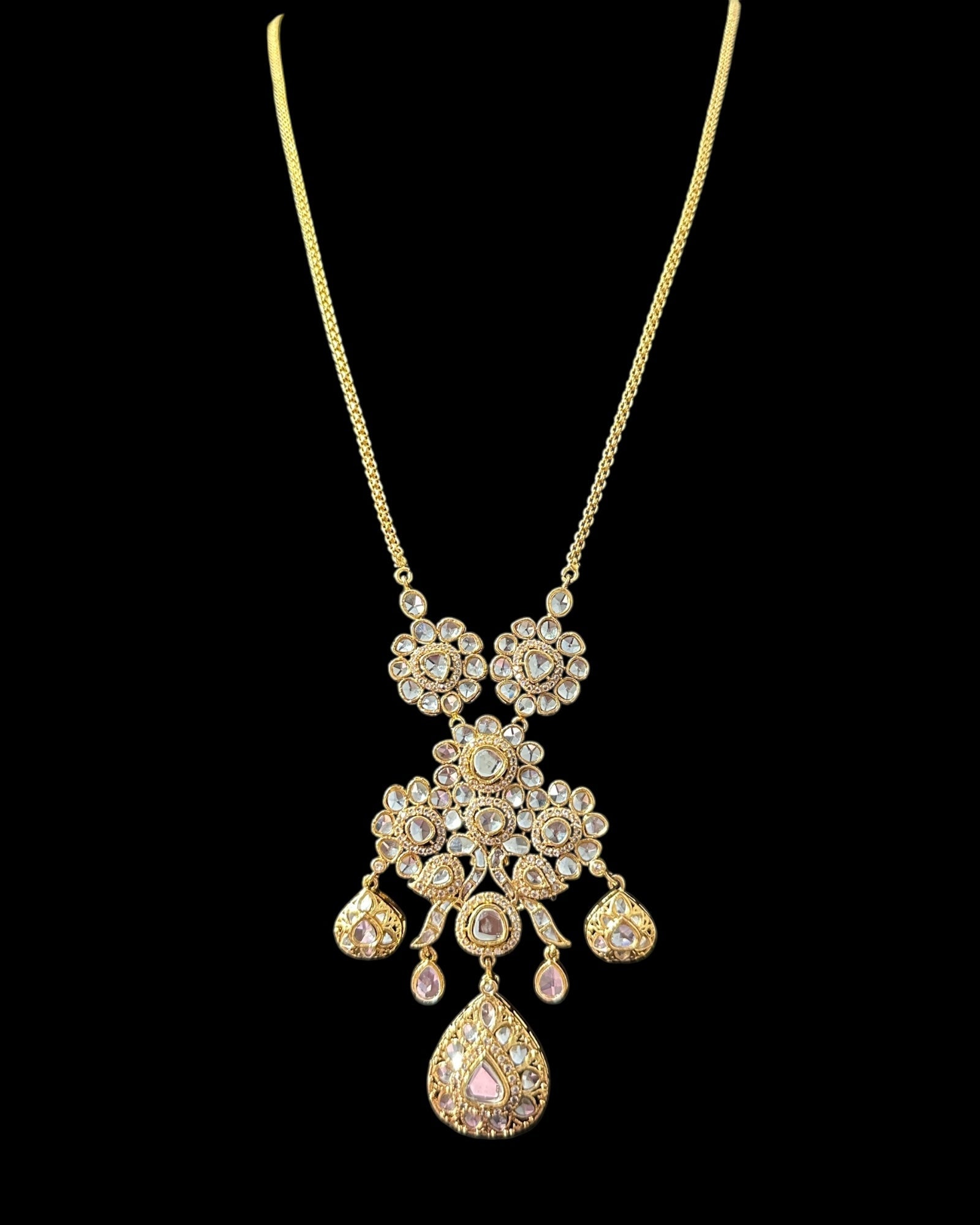 PS554 Long delicate kundan pendant mala ( READY TO SHIP )