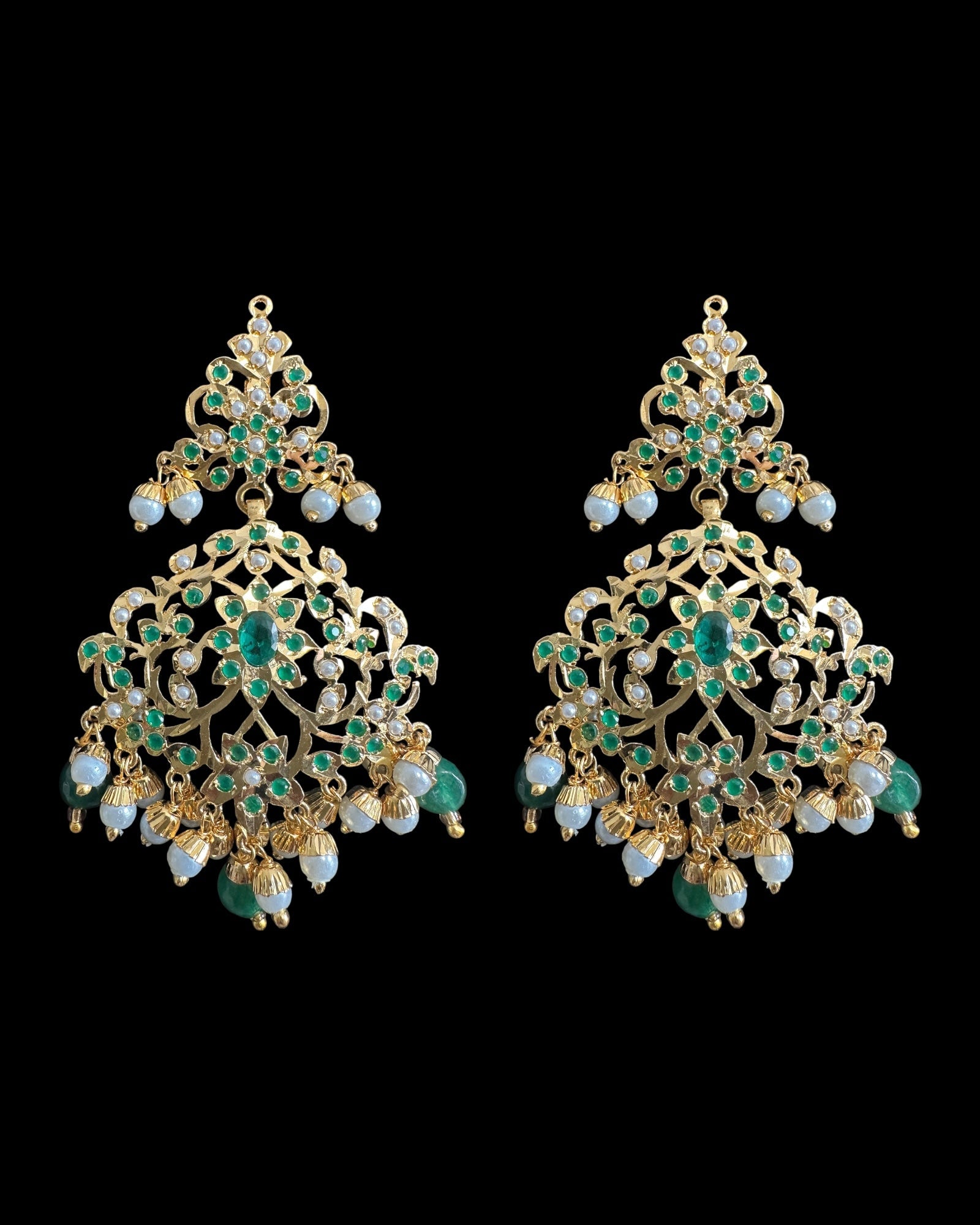 C568 Gold plated jadau choker in emerald pearls ( READY TO SHIP )