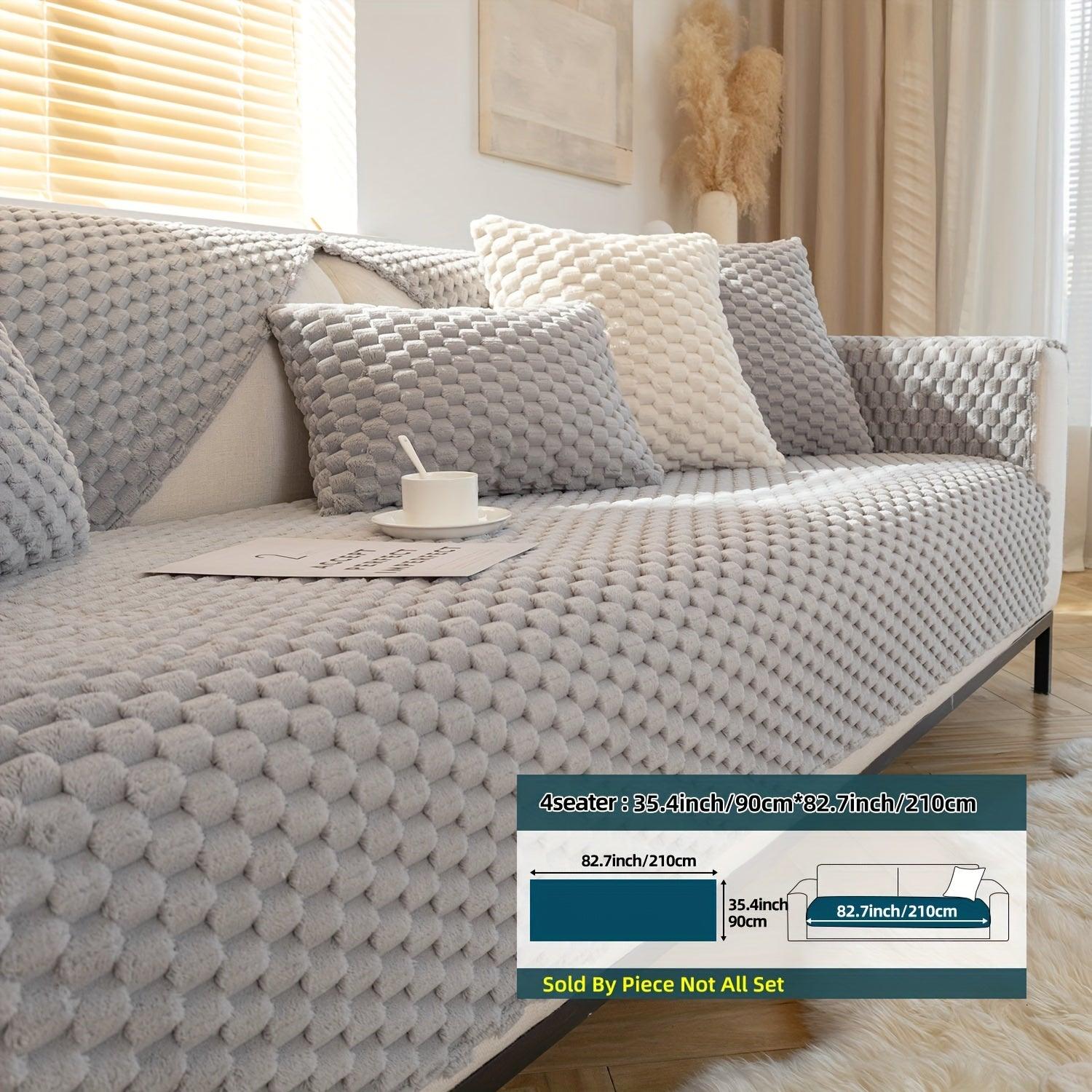 Plush Nordic Sofa Slipcover | non slip couch cover for dogs