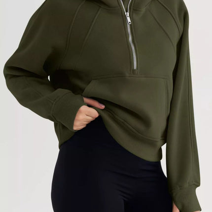 Half Zip Raglan Sleeve Hoodie