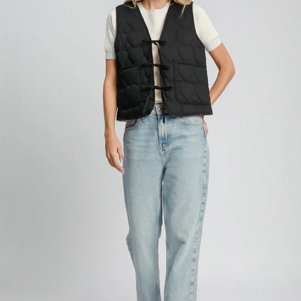 Heart Quilted Tie-Front Vest