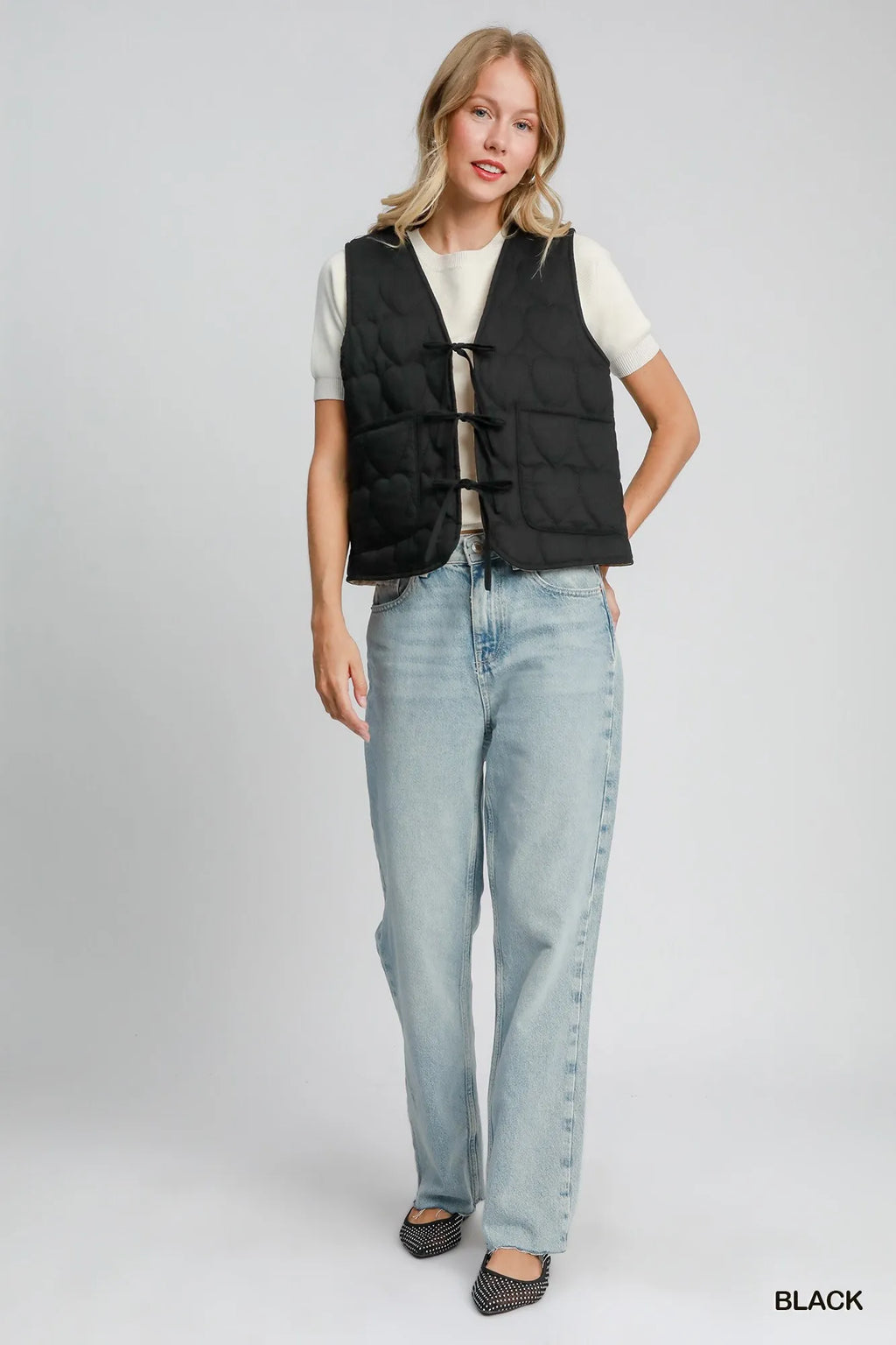Heart Quilted Tie-Front Vest