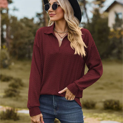 Hannah's Collared Cable-Knit Blouse