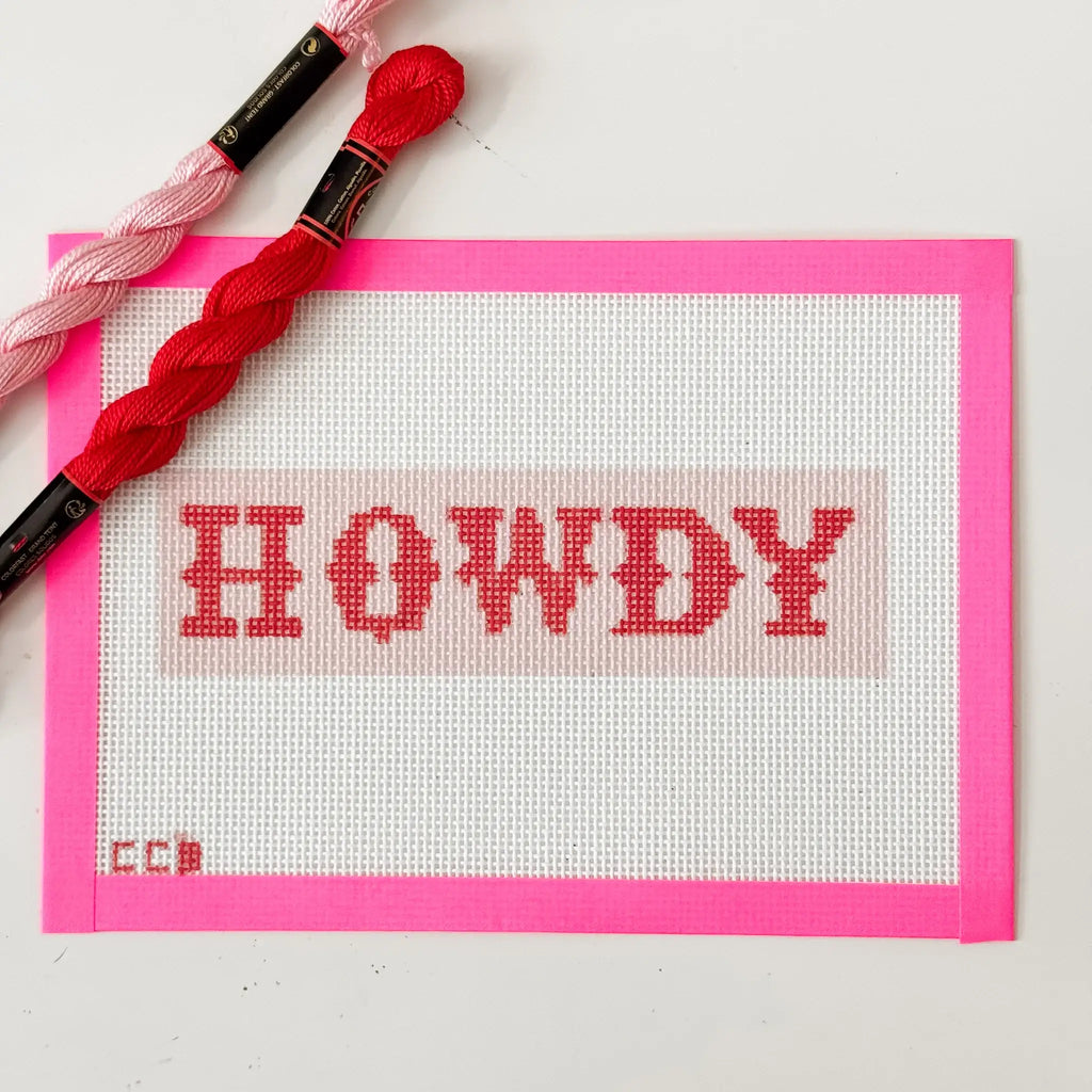 Cotswold Co Designs - Hand-Painted “Howdy” Bookmark Needlepoint Canvas | 2” x 7” 