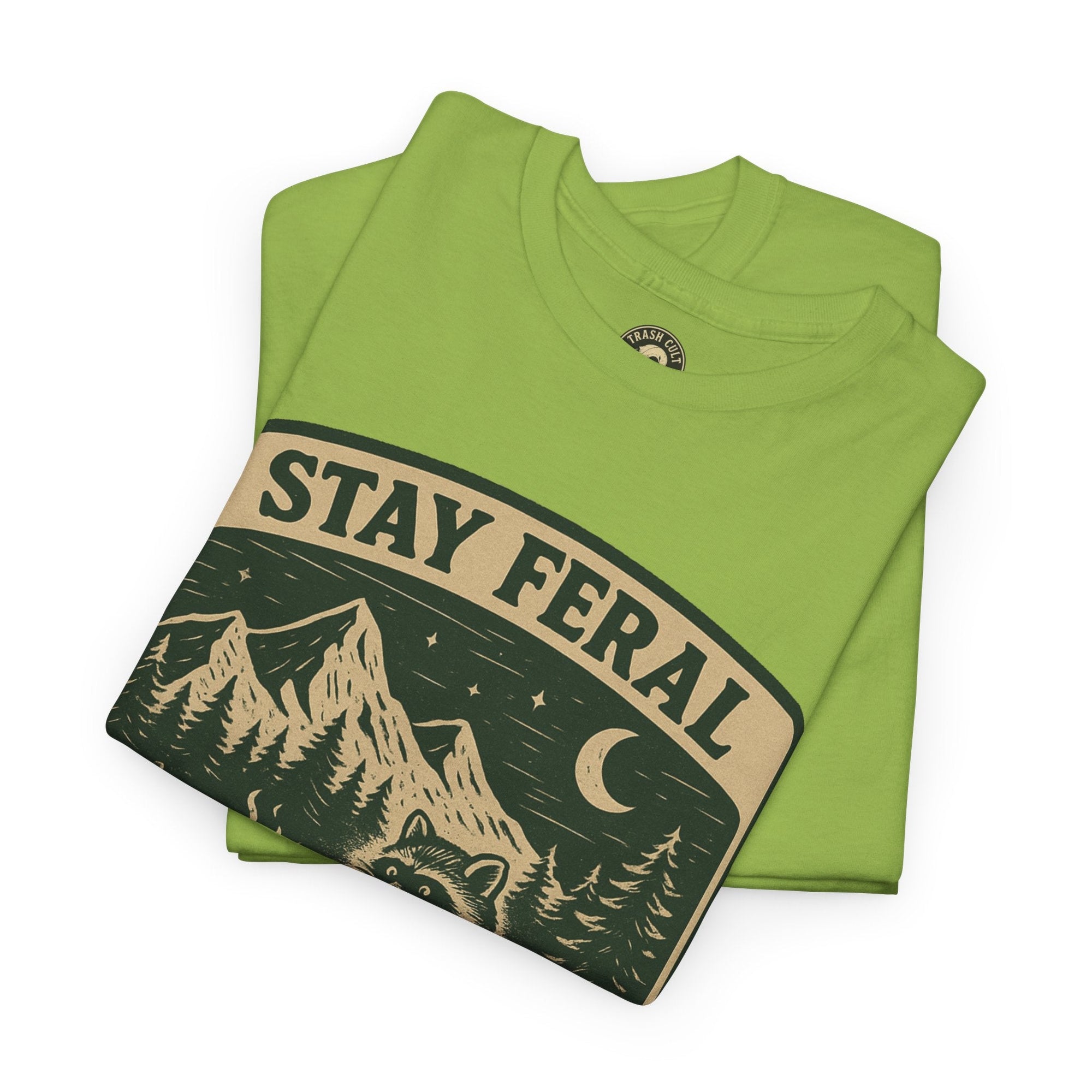 Stay Feral National Forest Shirt – Vintage Raccoon Camping Tee – Trash Cult Supply Co – Gildan 5000