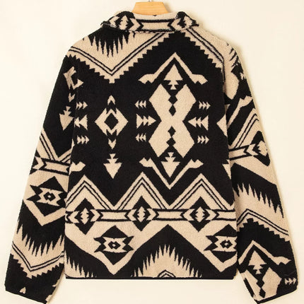 Western Aztec Half Zip Plush Sweatshirt