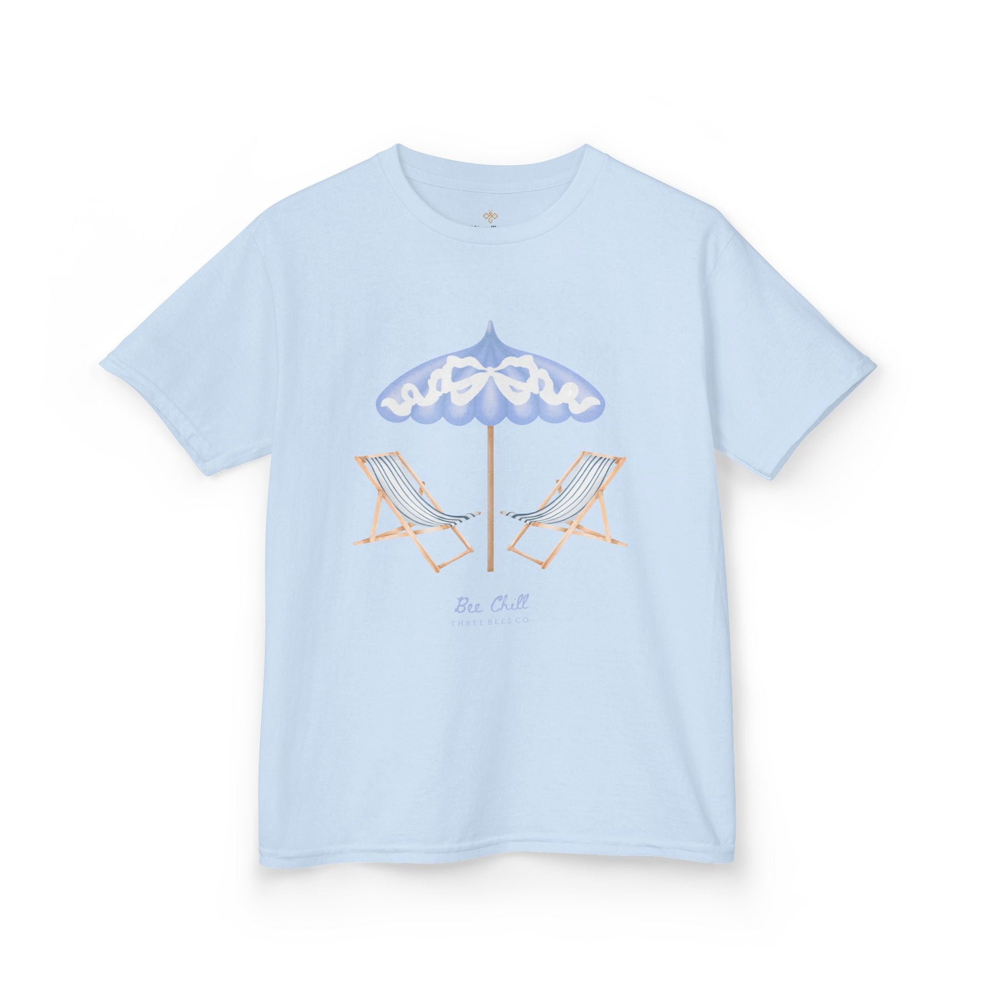 Be Chill Girls Beach Chairs and Umbrella Short Sleeve Youth Hive Tee