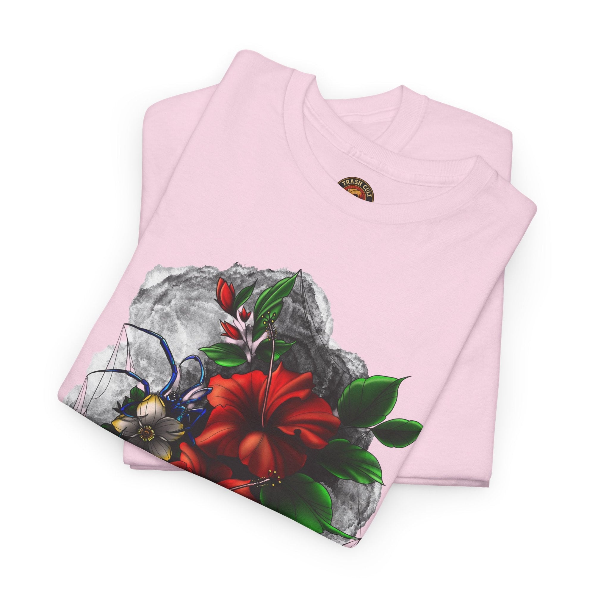 Crimson Bloom Tattoo T-Shirt – Lara Davenport x Trash Cult Supply Co. Collab (Gildan 5000)