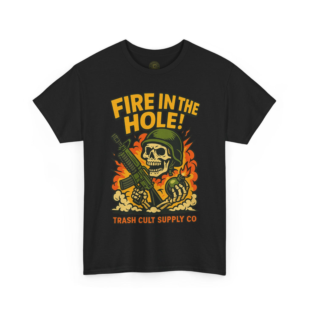 Fire in the Hole! Skeleton Soldier T-Shirt – Trash Cult Supply Co. | Gildan 5000 Combat Graphic Tee