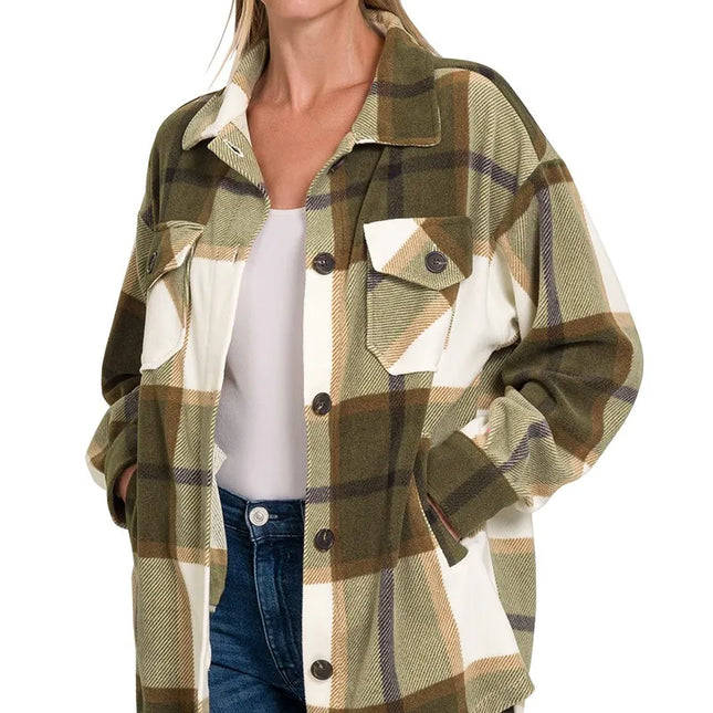 Oversized Plaid Fleece Shacket