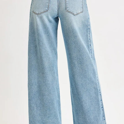 RISEN Mid Rise Wide Barrel Transferable Leg Snap Jeans