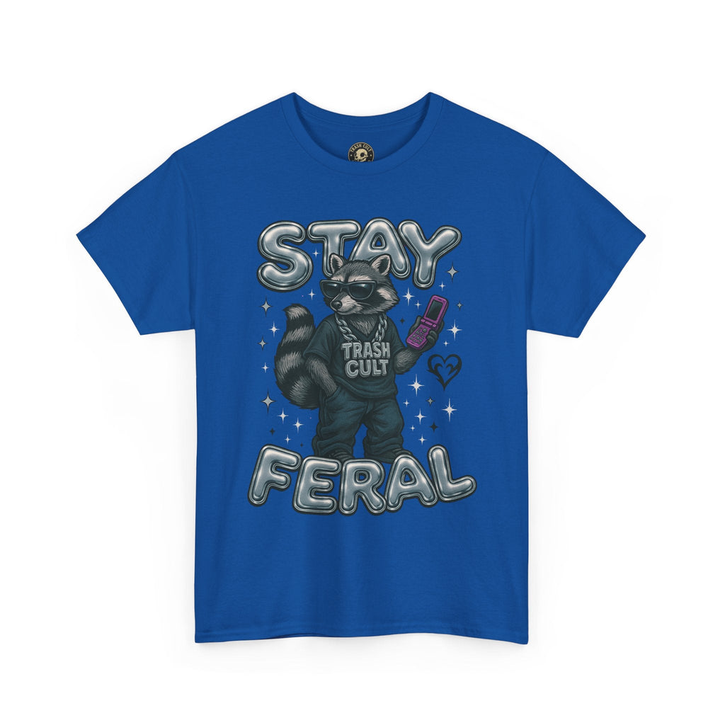 Stay Feral Chrome Raccoon Tee – Y2K Streetwear Trash Cult Shirt