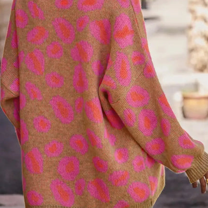 Leopard Oversized V-Neck Sweater