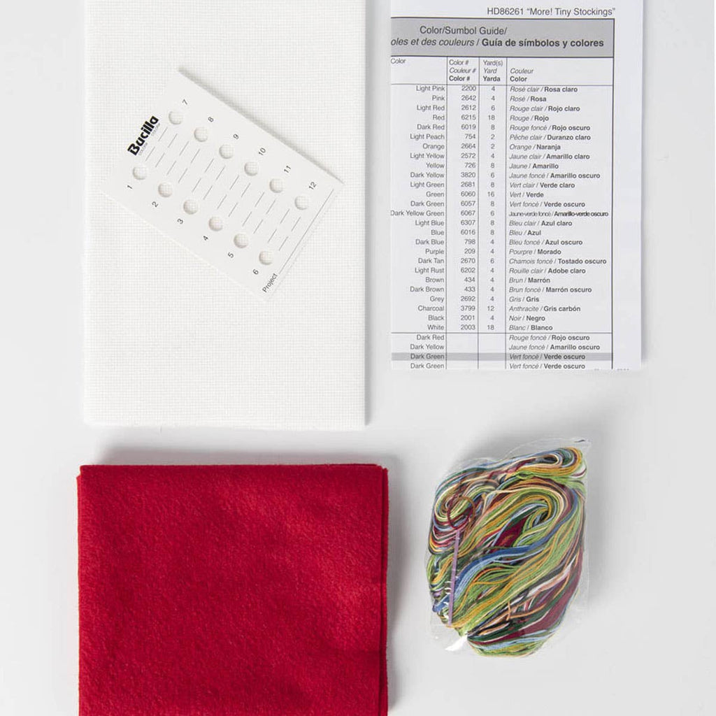 Tiny Stocking Ornaments Cross Stitch Kit – Set of 30 Mini Christmas Stockings