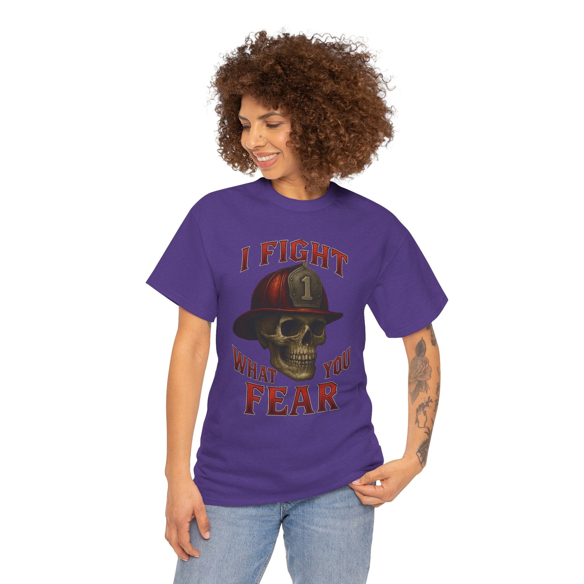 Skull Firefighter Tee - I Fight What You Fear, Casual Shirt, Gift for Firefighters, Halloween Costume, Unisex Apparel