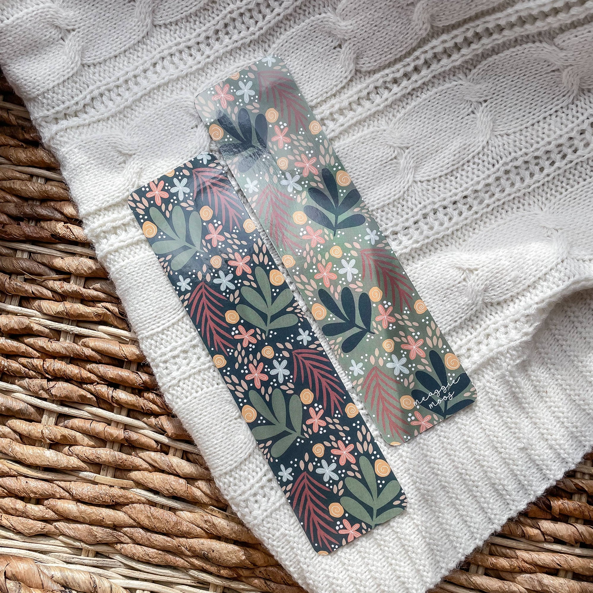 Meaggie Moos - Dark Florals Hand Drawn Bookmark 2x8 | Glossy