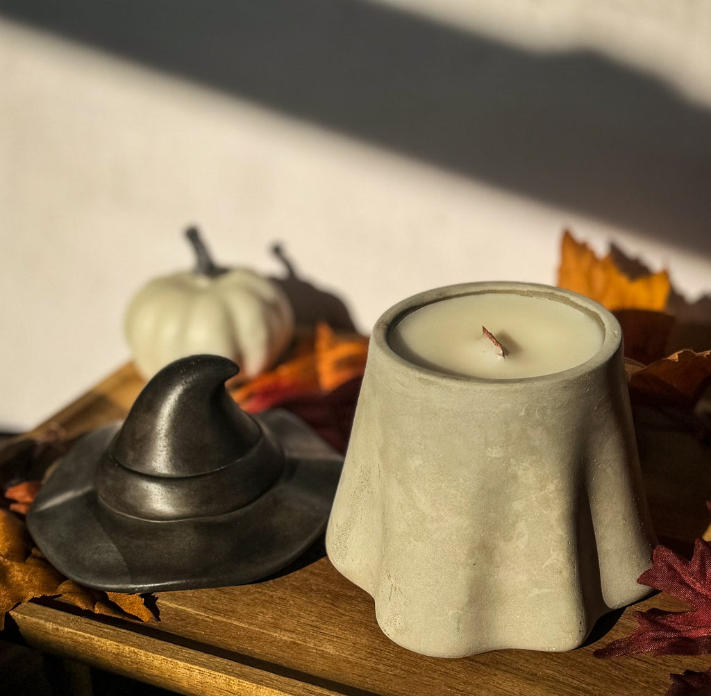 Spooky Season Halloween Candle with Cozy Crackling Wood Wick