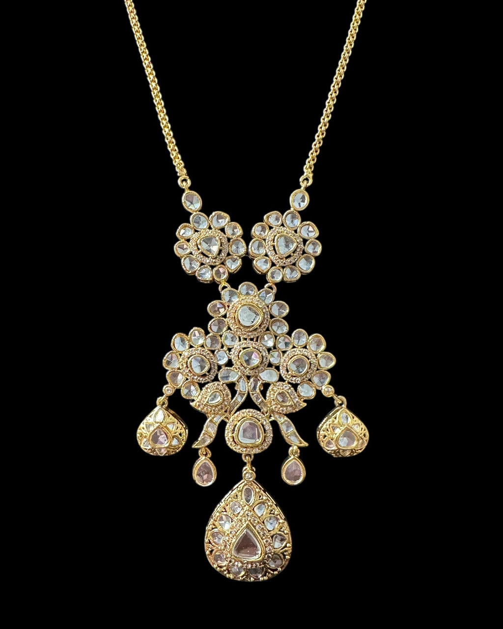 PS554 Long delicate kundan pendant mala ( READY TO SHIP )