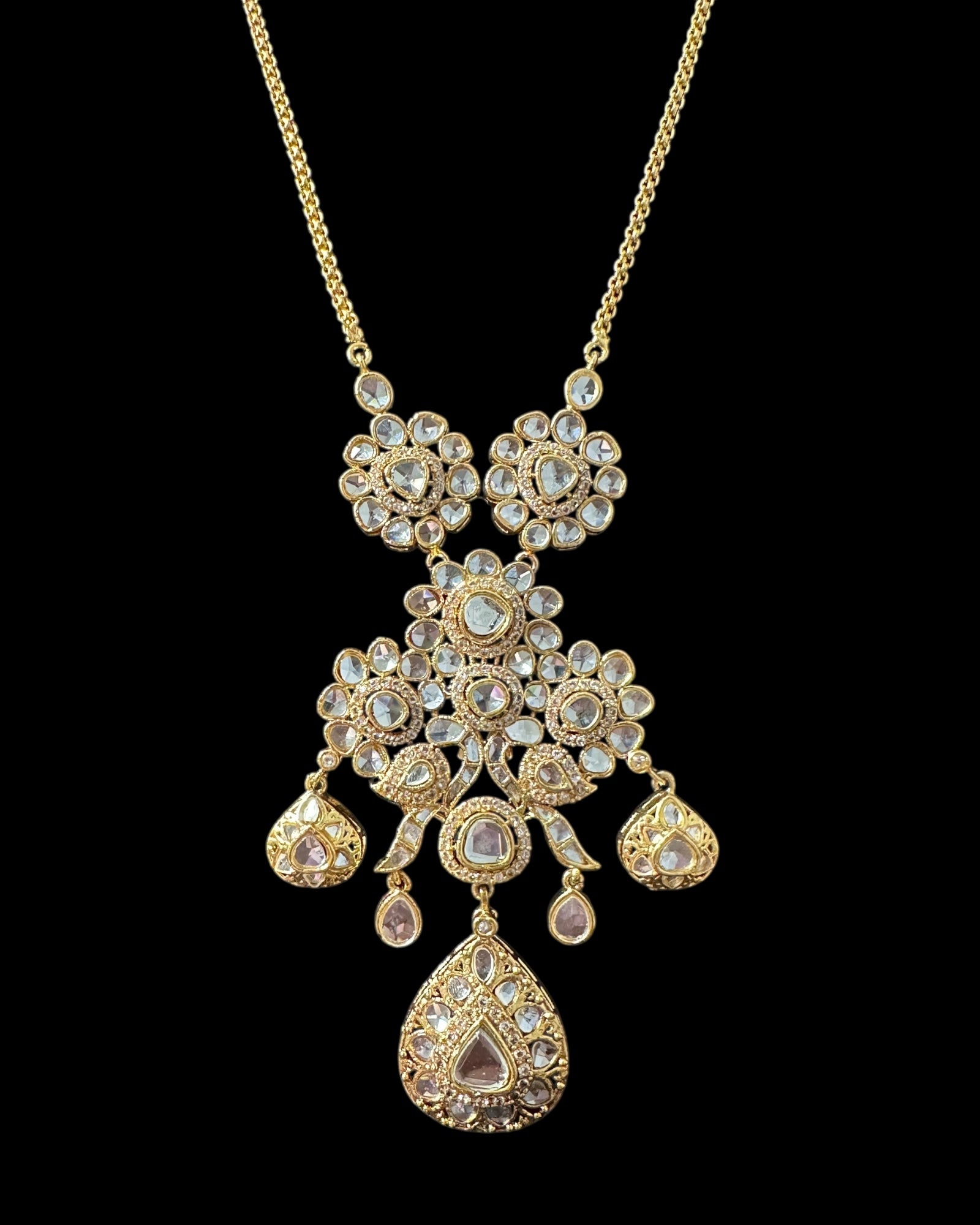 PS554 Long delicate kundan pendant mala ( READY TO SHIP )