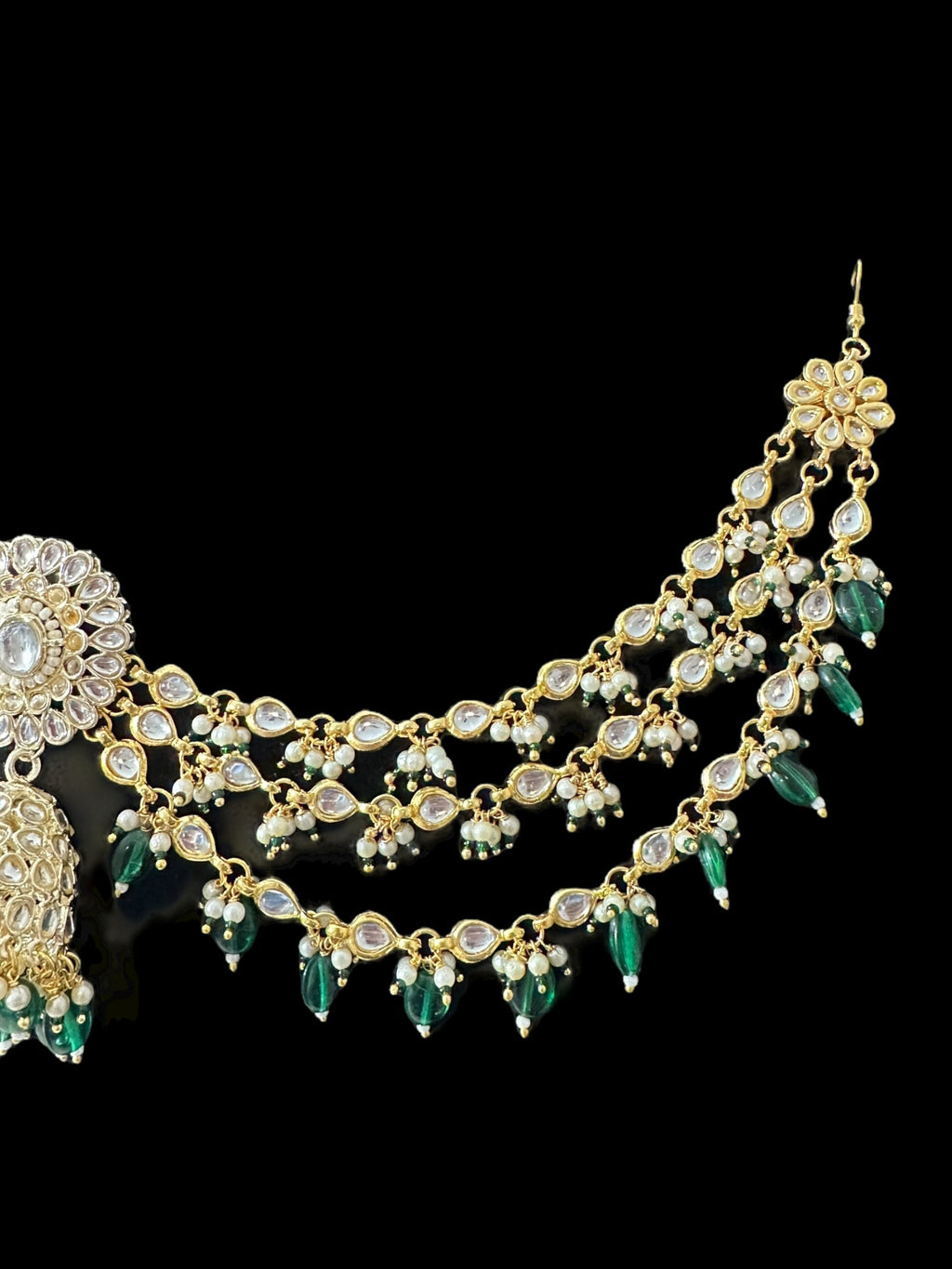 Kundan jhumka earrings with ear supports   ( SHIPS IN 3 WEEKS )