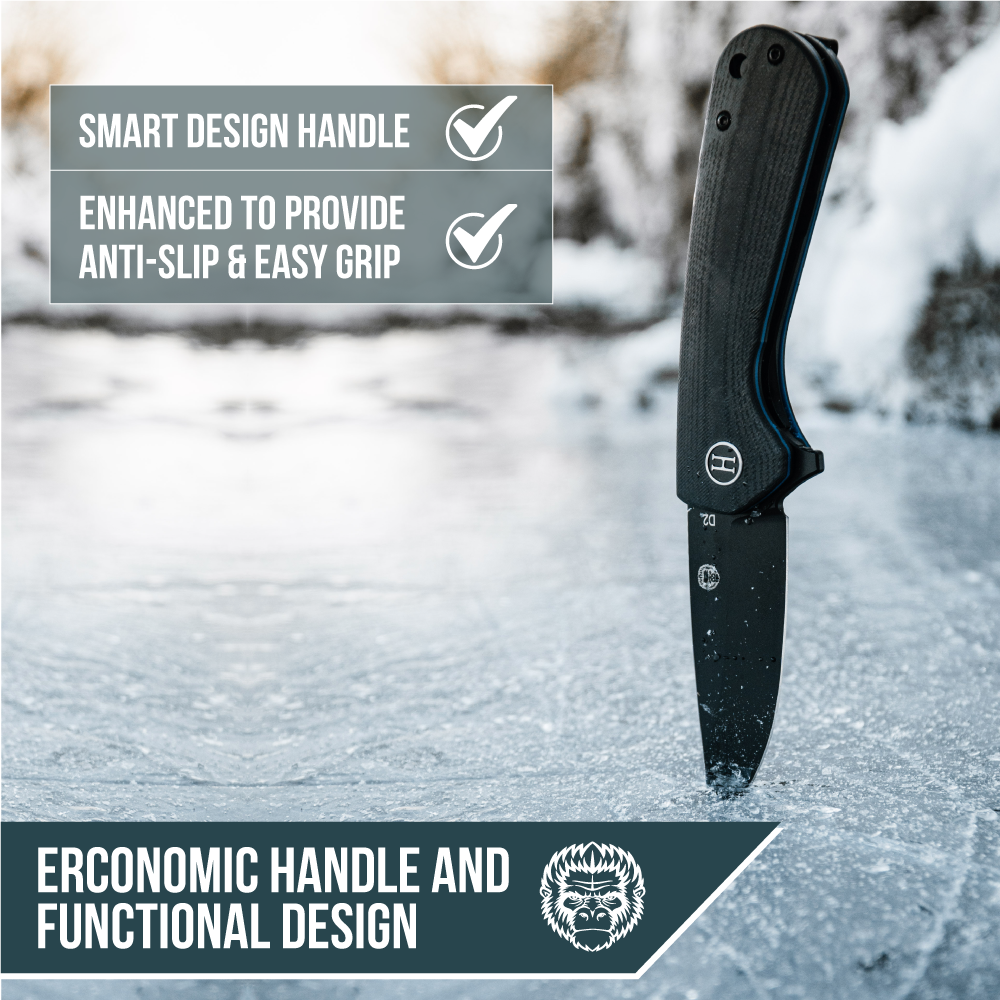 Holtzman's The Peasant Folding Pocket Knife Giftset for Men and Women (Black and Blue)