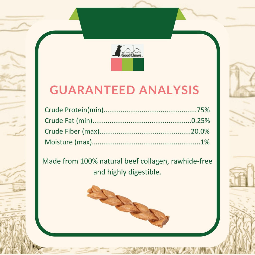 All-Natural Braided Collagen Stick Dog Treats, Supports Joint, Skin & Coat Health – 6-Inch Standard (25/case)