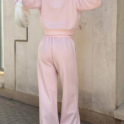 Zip Up Drawstring Hoodie and Pants Set
