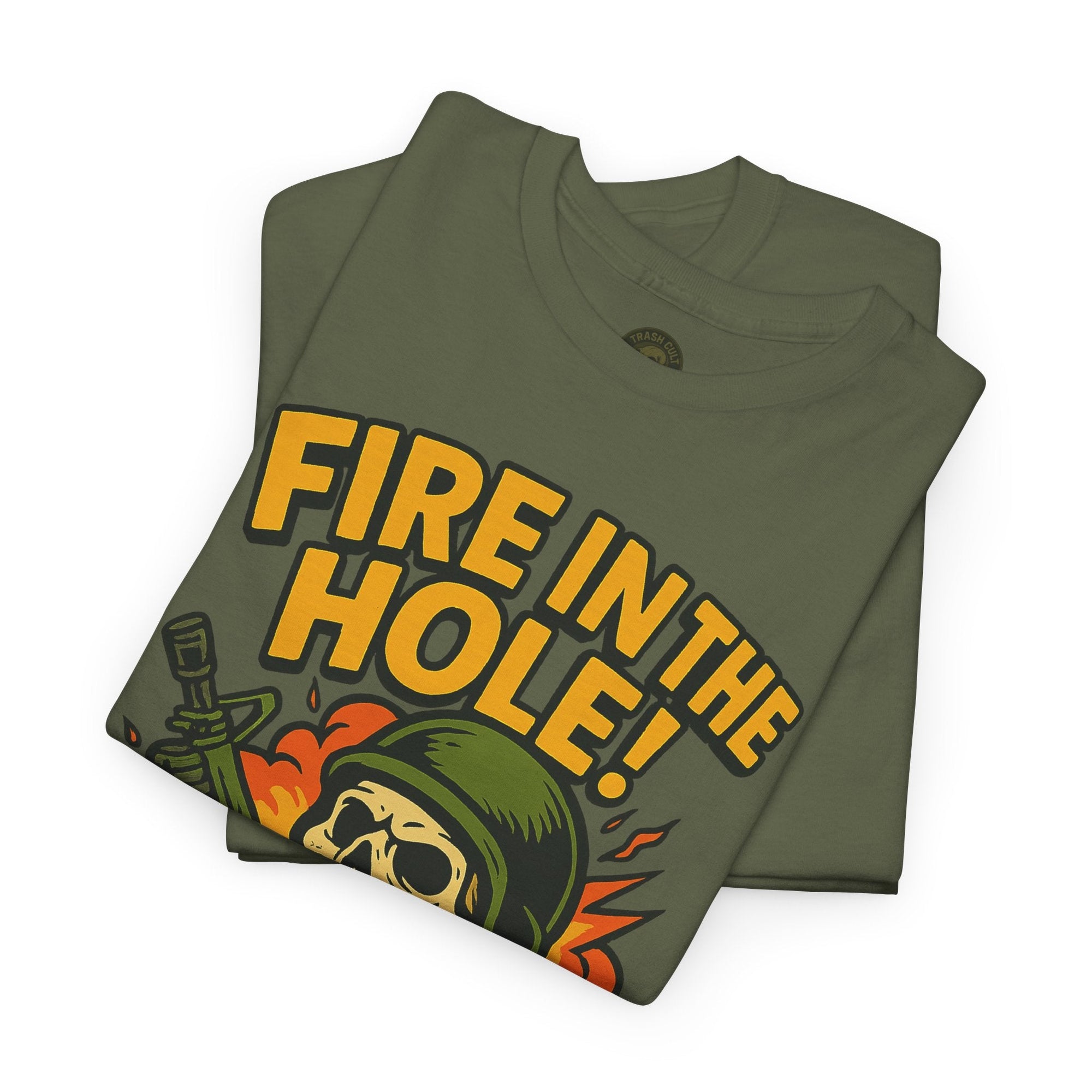 Fire in the Hole! Skeleton Soldier T-Shirt – Trash Cult Supply Co. | Gildan 5000 Combat Graphic Tee