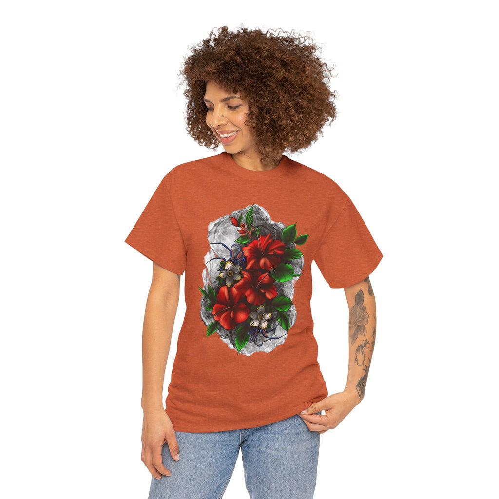 Crimson Bloom Tattoo T-Shirt – Lara Davenport x Trash Cult Supply Co. Collab (Gildan 5000)